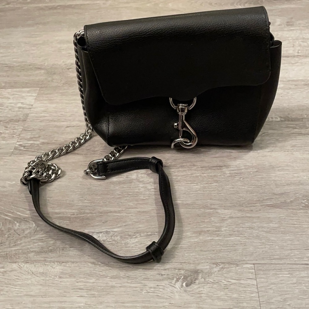 NWOT REBECCA MINKOFF black leather chain purse